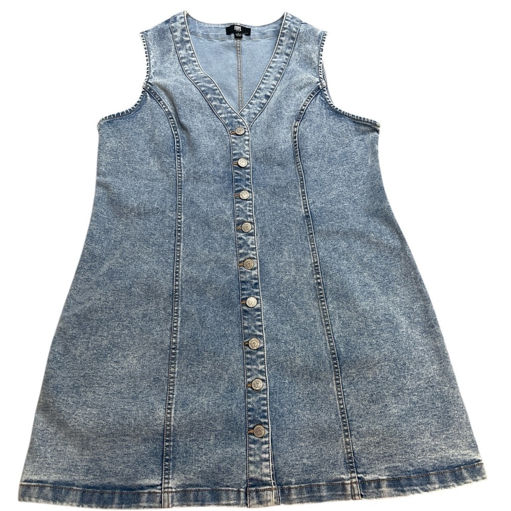 Frye Denim Dress Women’s Button Front Sleeveless A-Line Blue Jean Dress Size L
